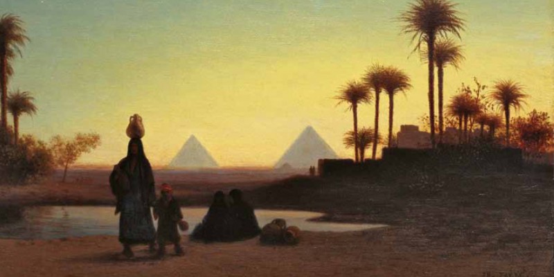 Charles-Théodore Frère – Sunset by the Pyramids, Giza