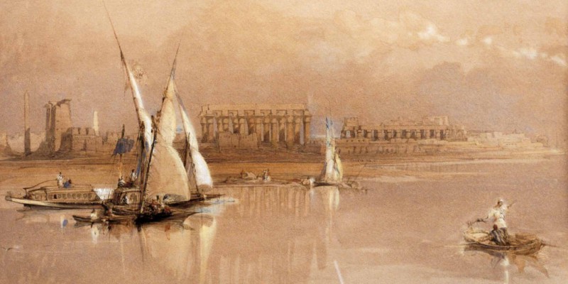 David Roberts – A General View of the Ruins of Luxor, from the Nile