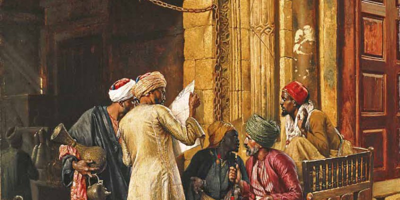 Ludwig Deutsch – A Gathering around the Morning News, Cairo