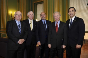 Mr Shafik Gabr, centre, with (left to right): Kemal Dervis, Admiral William J. Fallon, Sen. Joe Lieberman and Rep. Darrell Issa