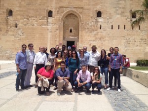 Fellows in front of Fort Qaitby in Alexandria