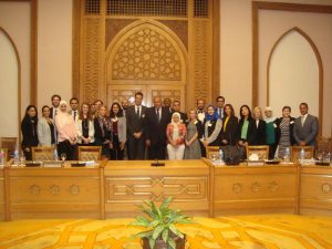 H.E. Foreign Minister Sameh Shoukry addresses the fellows at the Foreign Ministry