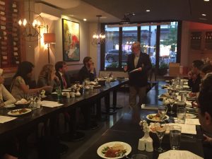 Dr Gregory Copley addresses the Fellows in a dinner meeting