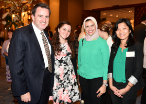 Councilor Sean Murphy and Daughter Layla, 2015 Gabr Fellow Basma El Baz and 2016 Gabr Fellow Katherine Tan