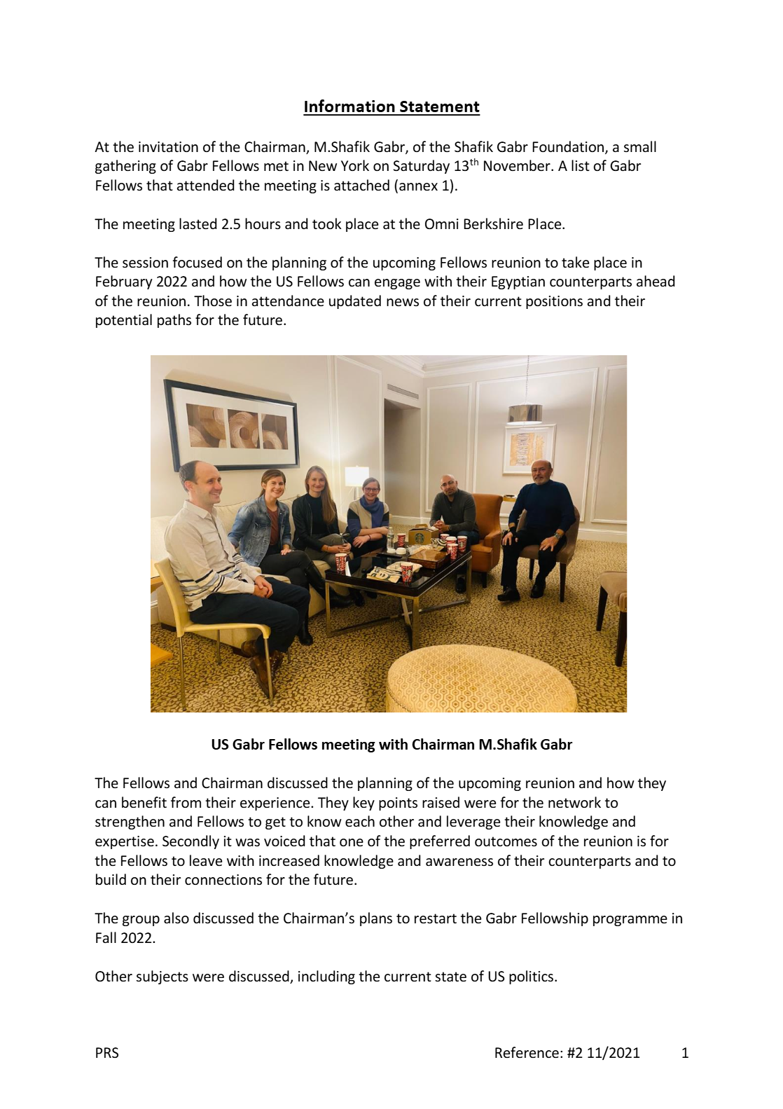 Information Statement #2 11/2021